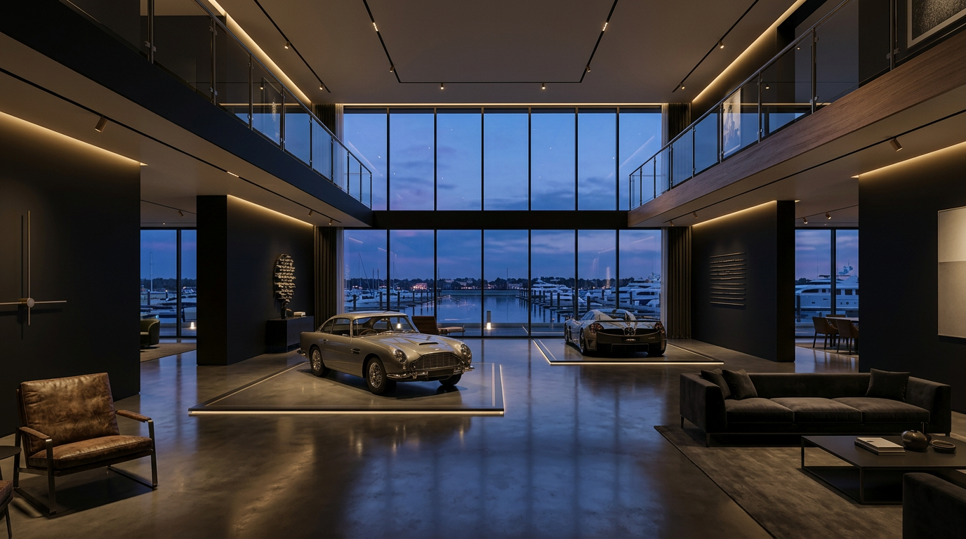 Museum Loft interior with displayed vehicles
